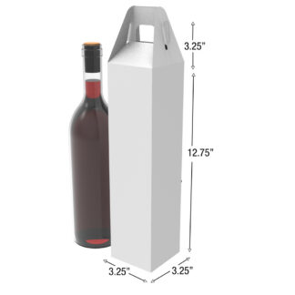 CUSTOM PRINTED WINE BOXES WITH HANDLE 3.25 X 3.25 X 12.75