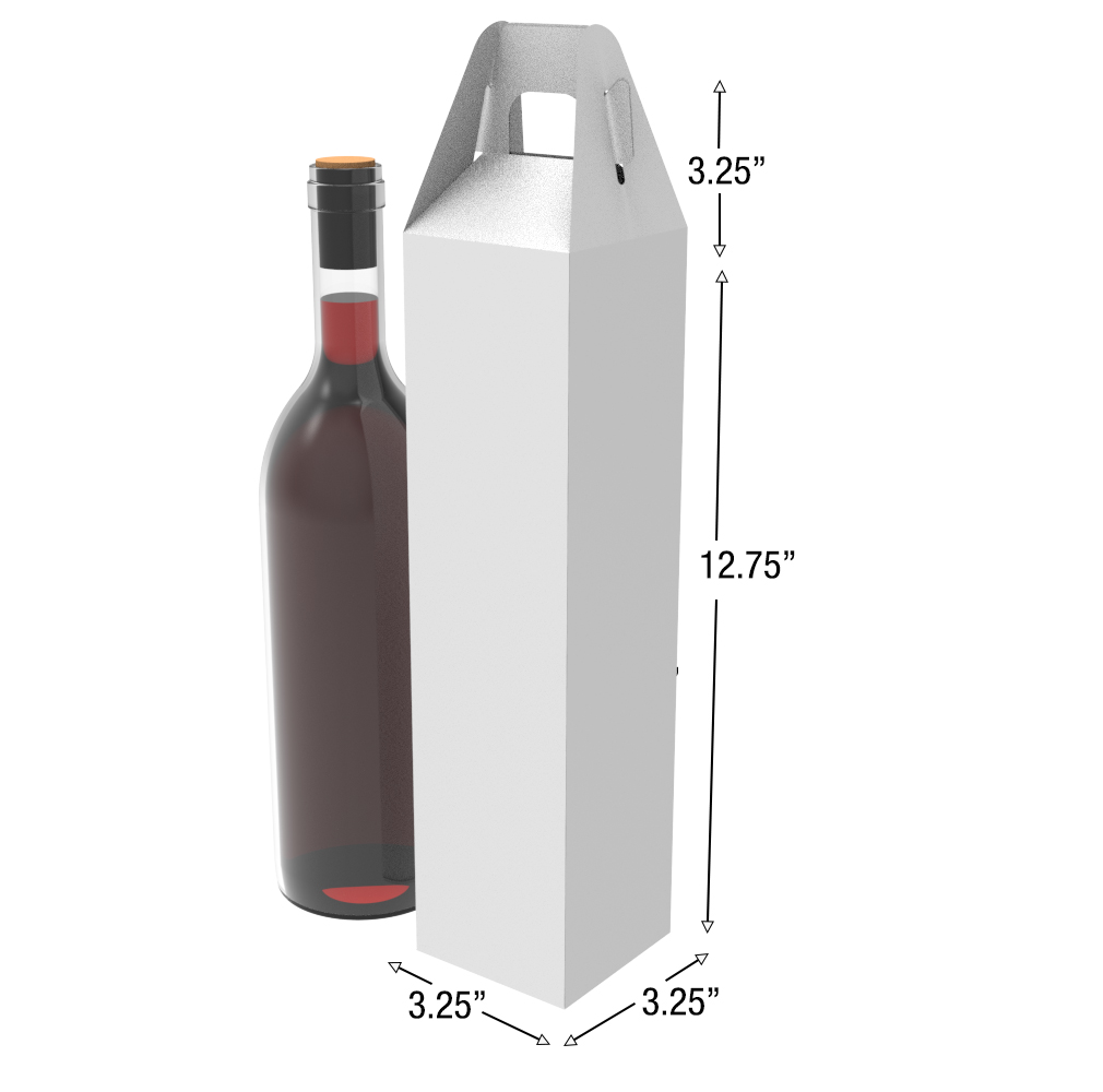 CUSTOM PRINTED WINE BOXES WITH HANDLE 3.25 X 3.25 X 12.75