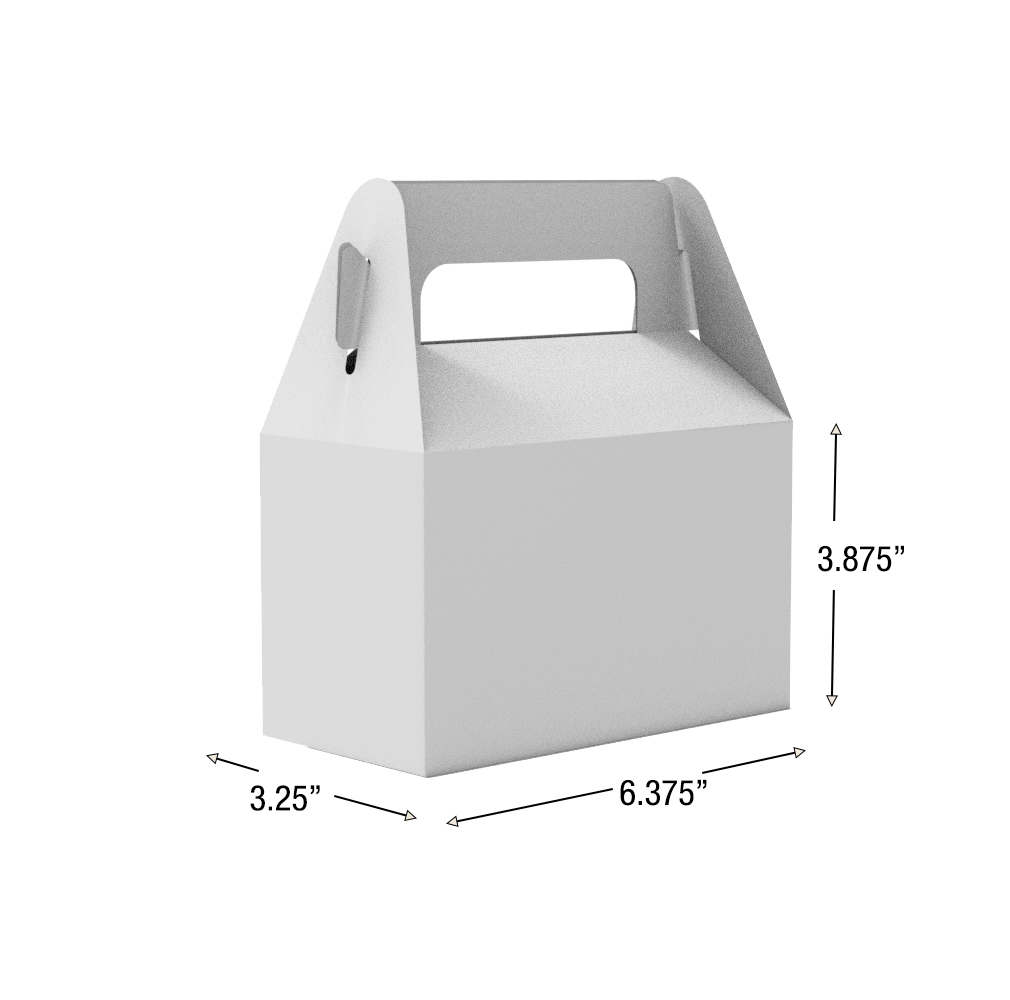 CUSTOM PRINTED GABLE BOXES 6.375 x 3.25 x 3.875