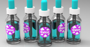 custom cannabis stickers on a bottle
